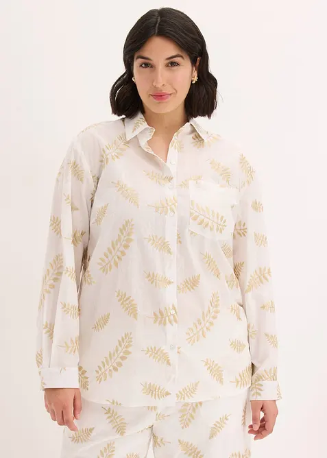 Bomullsskjorte med broderi, bonprix