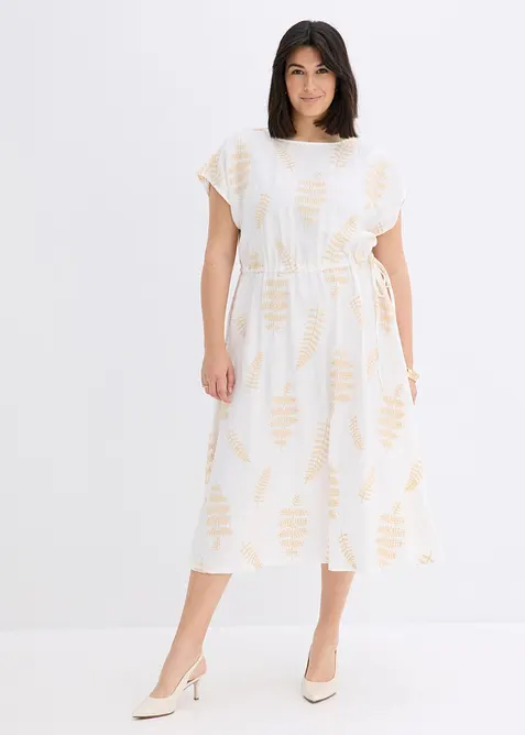 Midikjole med broderier, bonprix