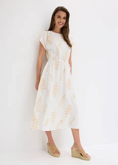 Midikjole med broderier, bonprix