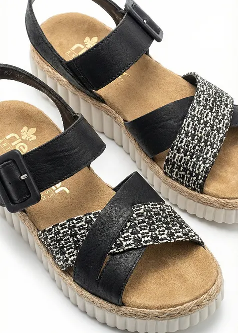 Kilesandaler med polstrede inners&aring;ler fra Rieker, Rieker