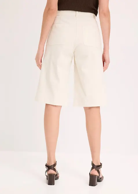Wide Leg-bermudashorts av elastisk twillmateriale, bonprix