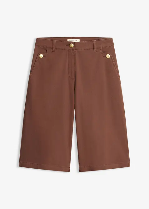 Wide Leg-bermudashorts av elastisk twillmateriale, bonprix
