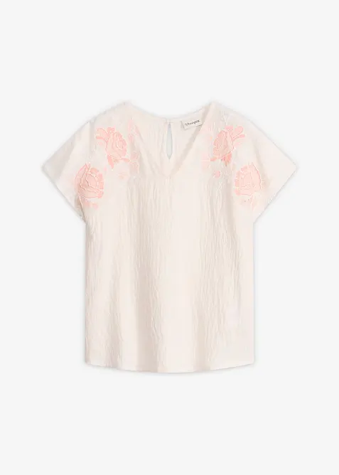Bluse med blomsterbroderi, bonprix