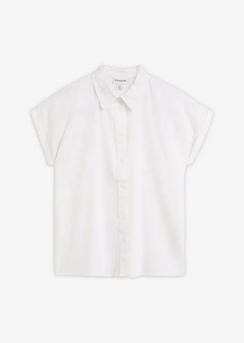 Bomullsbluse med hullbroderi, bonprix