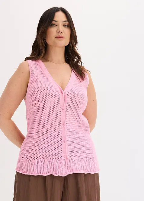Strikket vest i bomull, bonprix