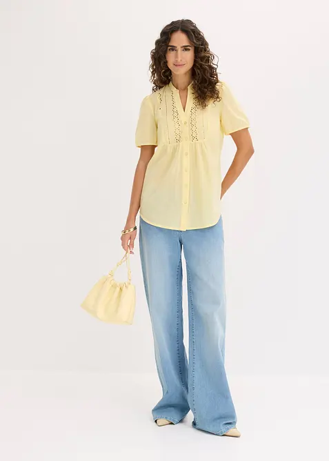 Bluse med hullbroderi, bonprix