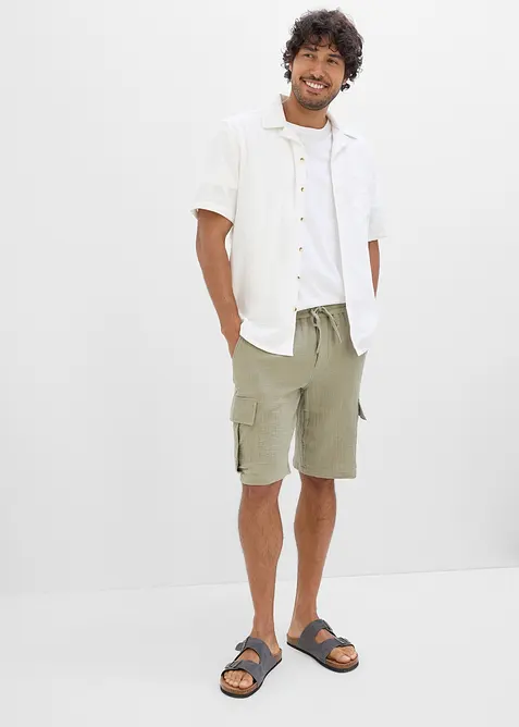 Regular Fit bermudashorts av luftig musselin, bonprix