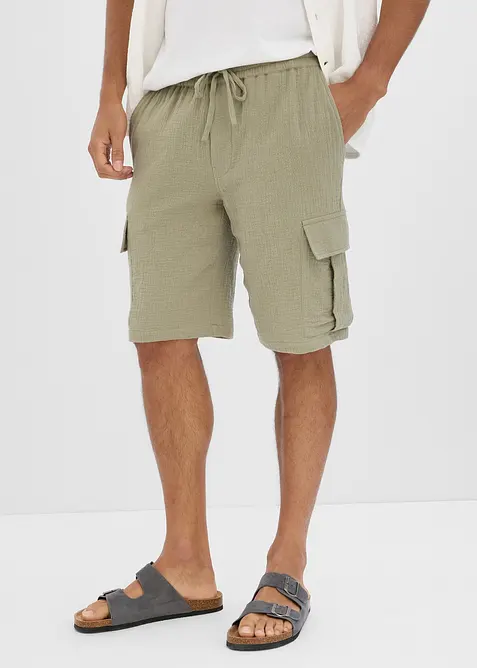 Regular Fit bermudashorts av luftig musselin, bonprix
