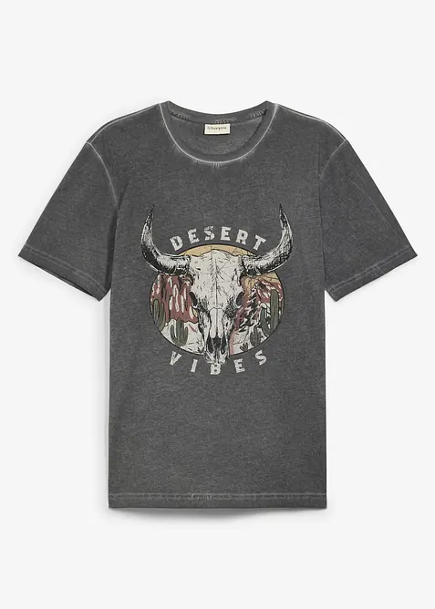 T-skjorte i 100% &oslash;kologisk bomull og vasket look, bonprix