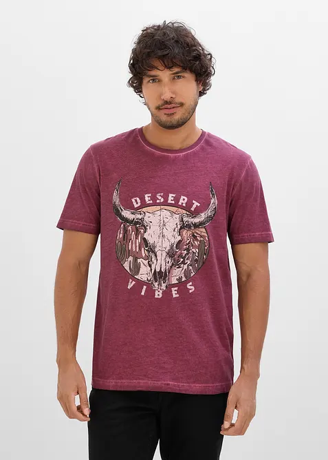 T-skjorte i 100% &oslash;kologisk bomull og vasket look, bonprix