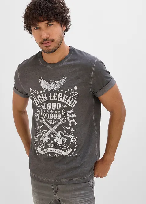 T-skjorte i 100% &oslash;kologisk bomull og vasket look, bonprix