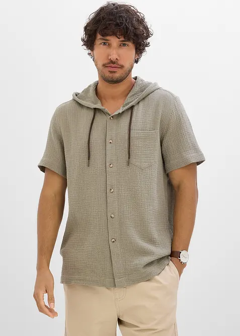 Kortermet skjorte i lett musselin, bonprix