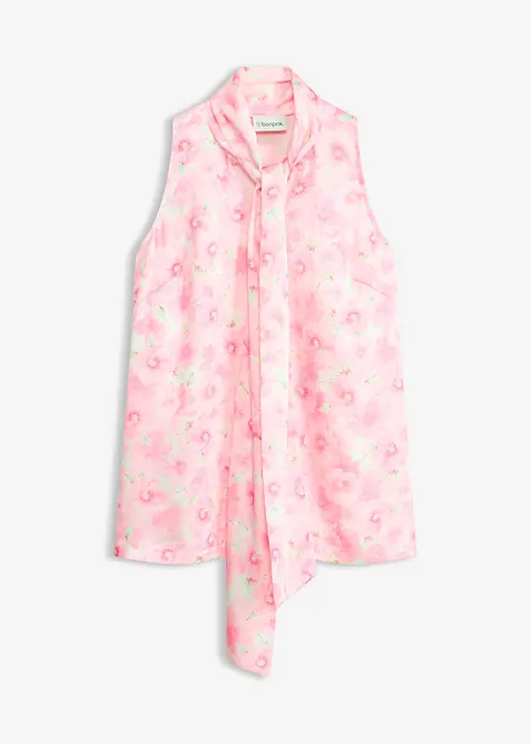 Bluse av glansfull sateng med knytedetalj, bonprix