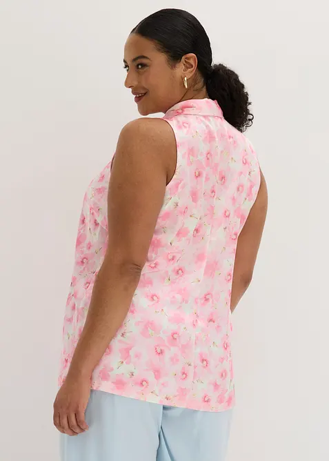 Bluse av glansfull sateng med knytedetalj, bonprix