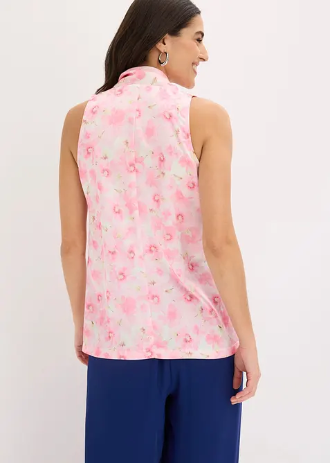 Bluse av glansfull sateng med knytedetalj, bonprix