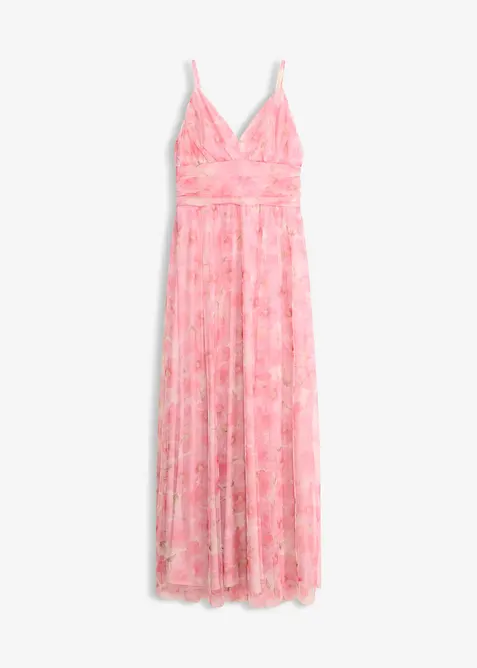 Maxikjole i tynn tyll med drapering, bonprix