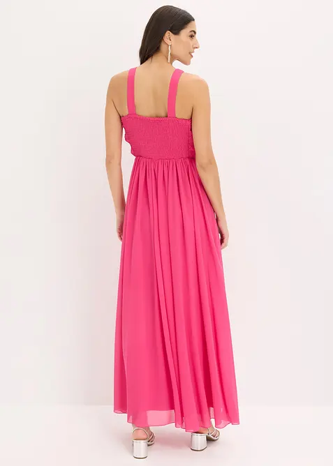 Maxikjole i tynn chiffon med drapering, bonprix