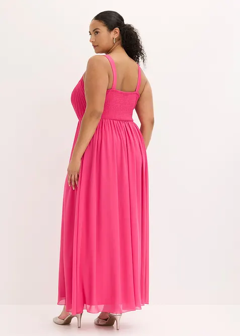 Maxikjole i tynn chiffon med drapering, bonprix