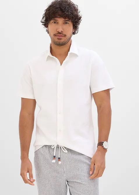 Kortermet skjorte i superstretch pik&eacute;, Slim fit, bonprix