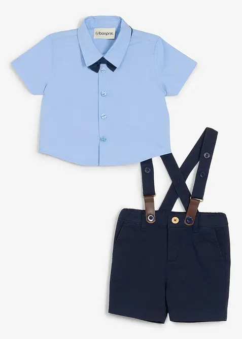 Kortermet skjorte, bermudashorts, bukseseler og sl&oslash;yfe (4-delt sett), bonprix