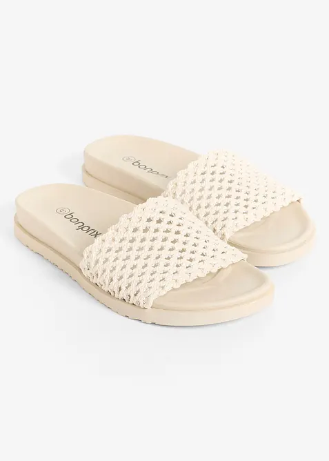 Slip in-sandaler i heklet stil, bonprix