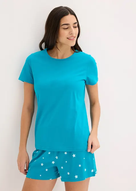 Kort pyjamas av 100% bomull (2-pack), bonprix