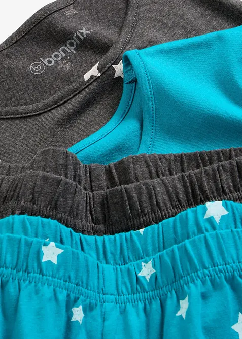 Kort pyjamas av 100% bomull (2-pack), bonprix