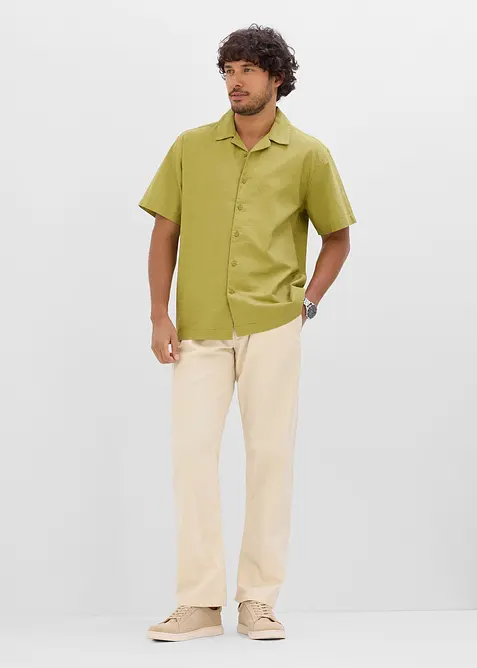 Kortermet skjorte av luftig linmiks, Loose Fit, bonprix