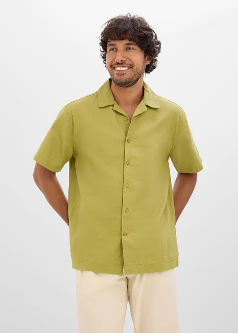 Kortermet skjorte av luftig linmiks, Loose Fit, bonprix