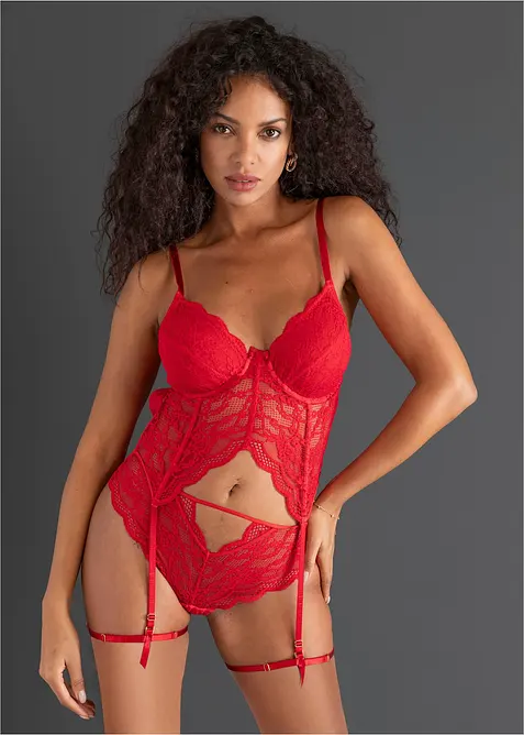 Stringtruse med h&oslash;y midje i tynt blondemateriale, bonprix