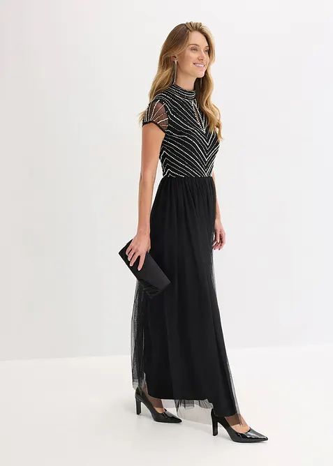 Maxikjole med perlebroderi, bonprix