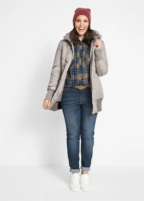 Vattert jakke med bred komfortlinning og hette, bonprix