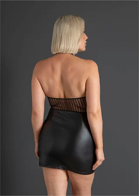 Halterneckkjole i wetlook, bonprix