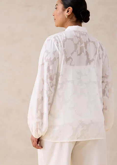 Sl&oslash;yfe-bluse med broderi, bonprix