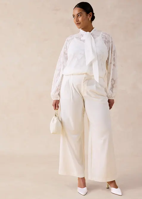 Sl&oslash;yfe-bluse med broderi, bonprix