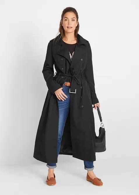 Lang trenchcoat med belte, bonprix