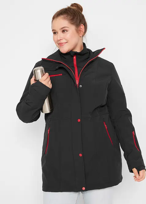 Lang softshelljakke med stretch, vannavvisende, bonprix