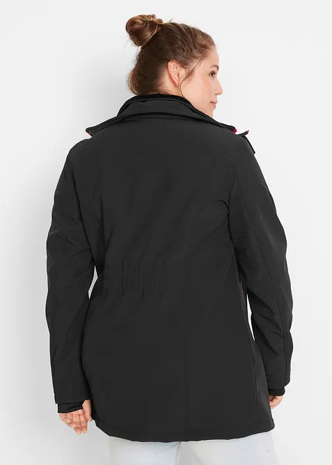 Lang softshelljakke med stretch, vannavvisende, bonprix