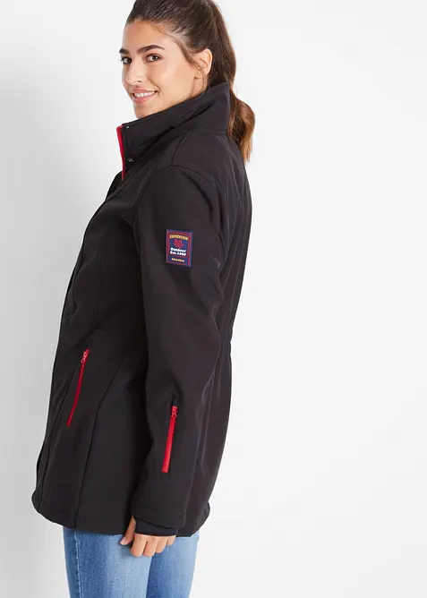 Lang softshelljakke med stretch, vannavvisende, bonprix