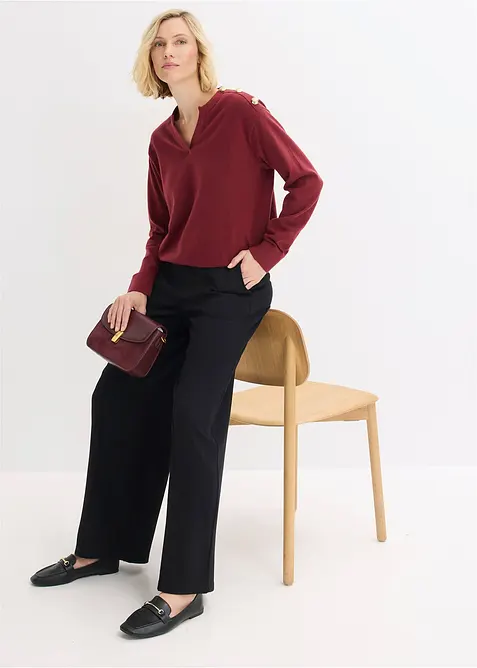 Strikket genser med knappedetaljer, bonprix