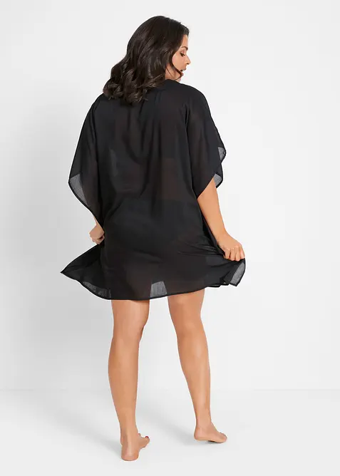 Transparent strandtunika med V-hals, bonprix