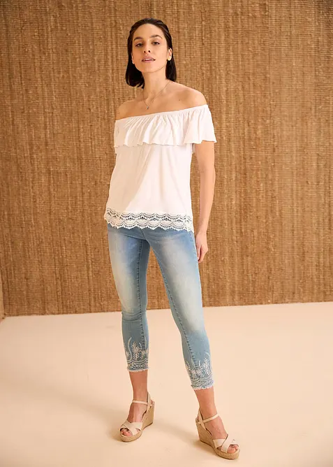 Skinny jeans, Mid Waist, cropped, bonprix