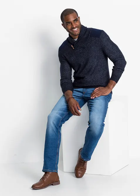 Finstrikket genser med sjalkrage, bonprix