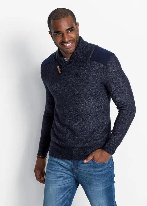 Finstrikket genser med sjalkrage, bonprix