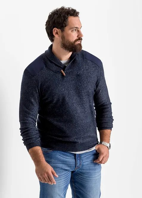 Finstrikket genser med sjalkrage, bonprix