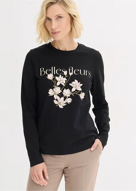 Langermet topp med &oslash;kologisk bomull, bonprix