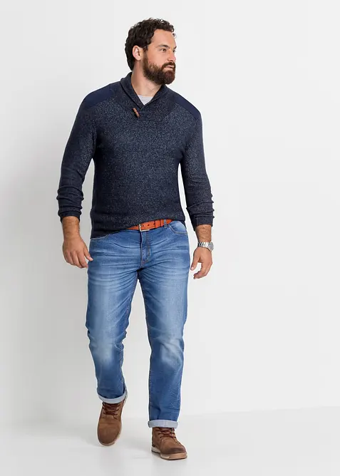 Finstrikket genser med sjalkrage, bonprix