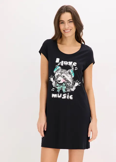 Kort nattkjole i 100% &oslash;kologisk bomull, bonprix