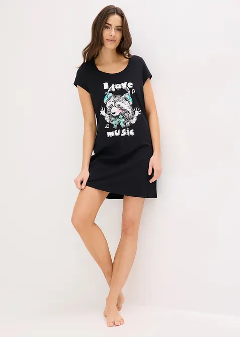 Kort nattkjole i 100% &oslash;kologisk bomull, bonprix