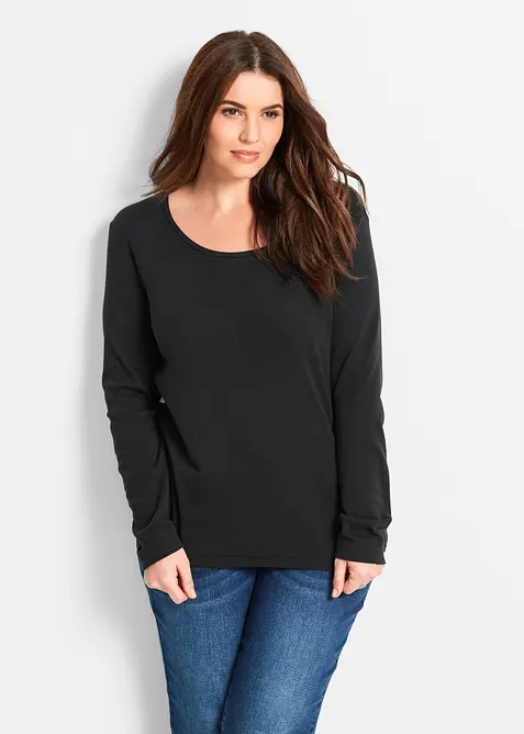 Langermet topp i 100% &oslash;kologisk bomull, bonprix